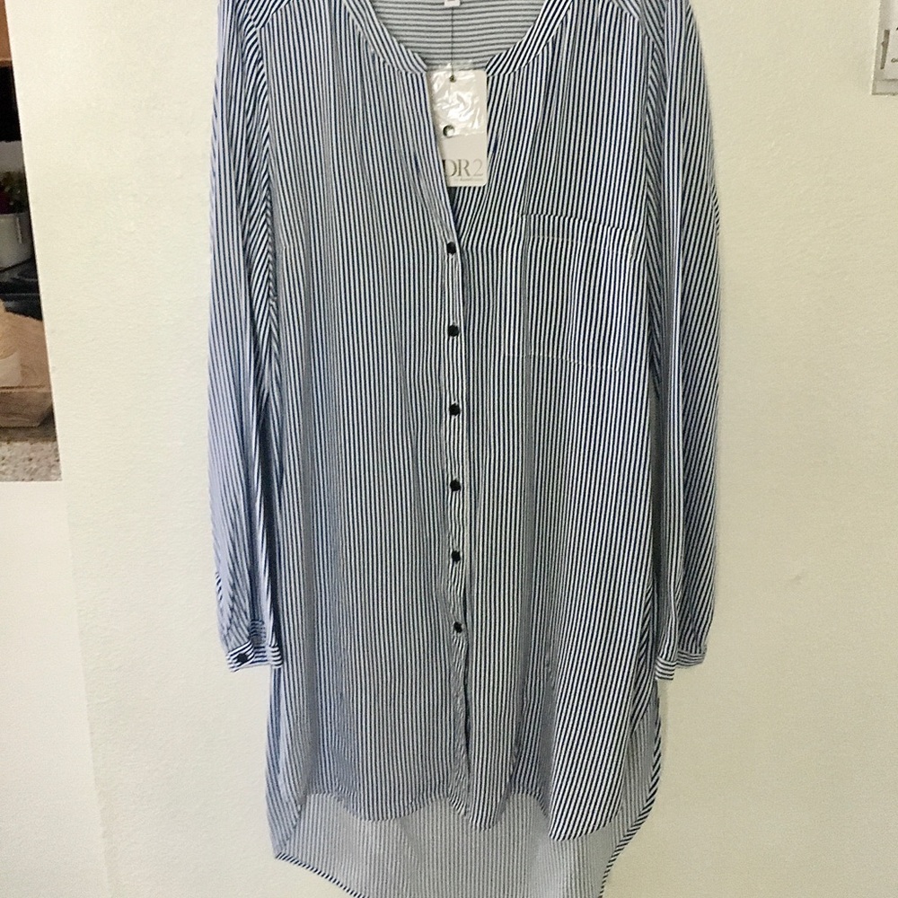 Blue and white pin stripe shirt dress